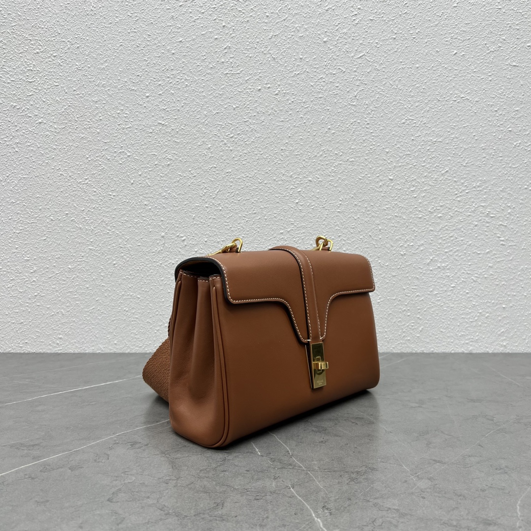 Celine Teen Soft 16 Smooth Calfskin Shoulder Bag Tan 196853